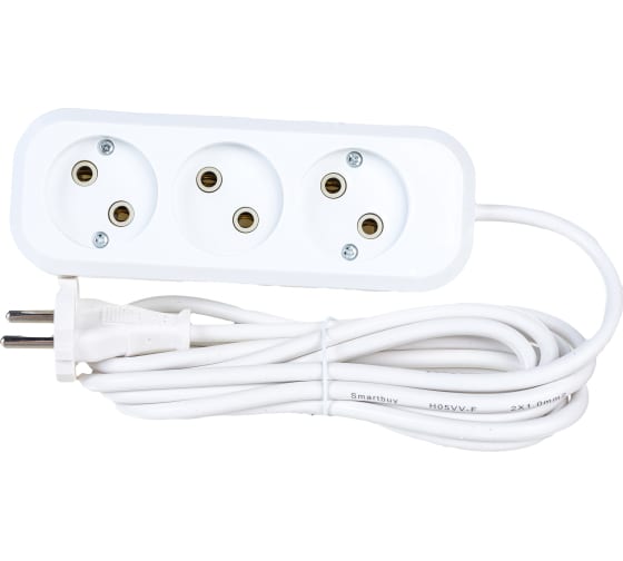 Удлинитель smartbuy SBE-10-3-03-N, 3 розетки, 3.0 м, белый