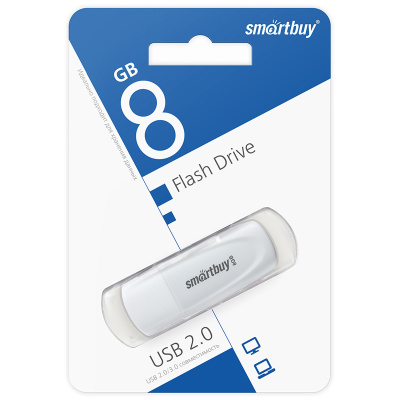 USB флэш-накопитель smartbuy 8Gb Scout, USB 2.0, пластик, белый