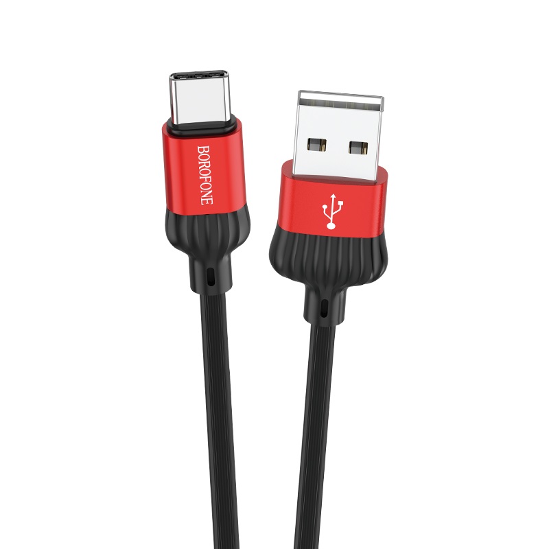 USB-кабель BOROFONE BX28, Type-C, силикон, 1.0 м, круглый, мет разъем, красный