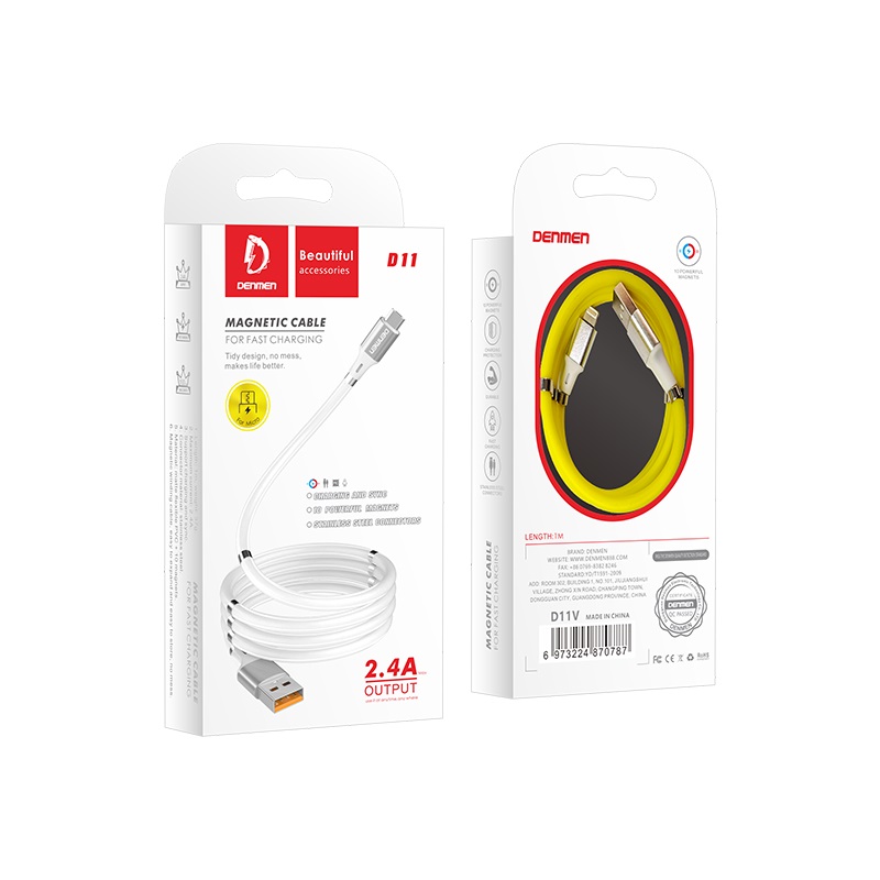 USB-кабель Denmen D11V, micro USB, силикон, 1.0 м, круглый, желтый