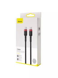 USB-кабель Baseus CATKLF-AL91, Type-C-Type-C, ткань, 2.0 м, круглый, поддержка PD100W, черно-красный