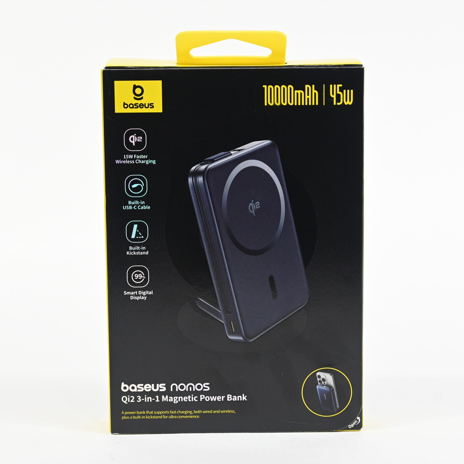 Powerbank Baseus Magnetic Nomos Qi2 P10078800123-00, 10000 мАч, 1 Type-C, 45W, БЗУ, пластик, черный