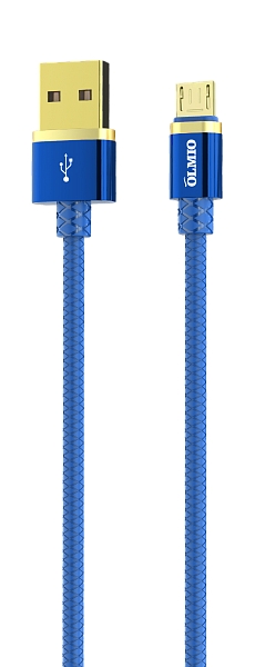 USB-кабель OLMIO DELUXE, micro USB, силикон, 1.0 м, круглый, синий