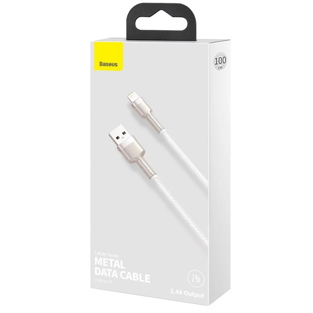 USB-кабель Baseus CALJK-A02, Apple 8 pin, ткань, 1.0 м, круглый, белый