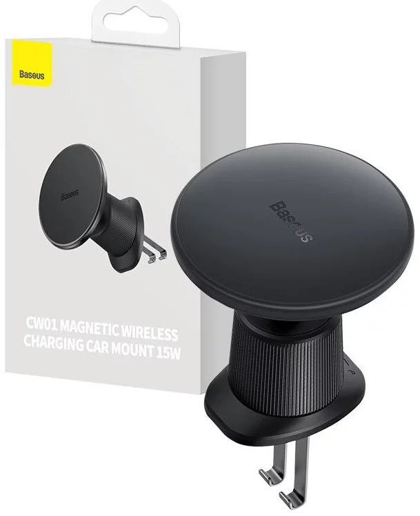 Авто-держатель Baseus BS-CW01-1, c40141001111-00, с БЗУ, 15W, в дефлектор, магнит, черный