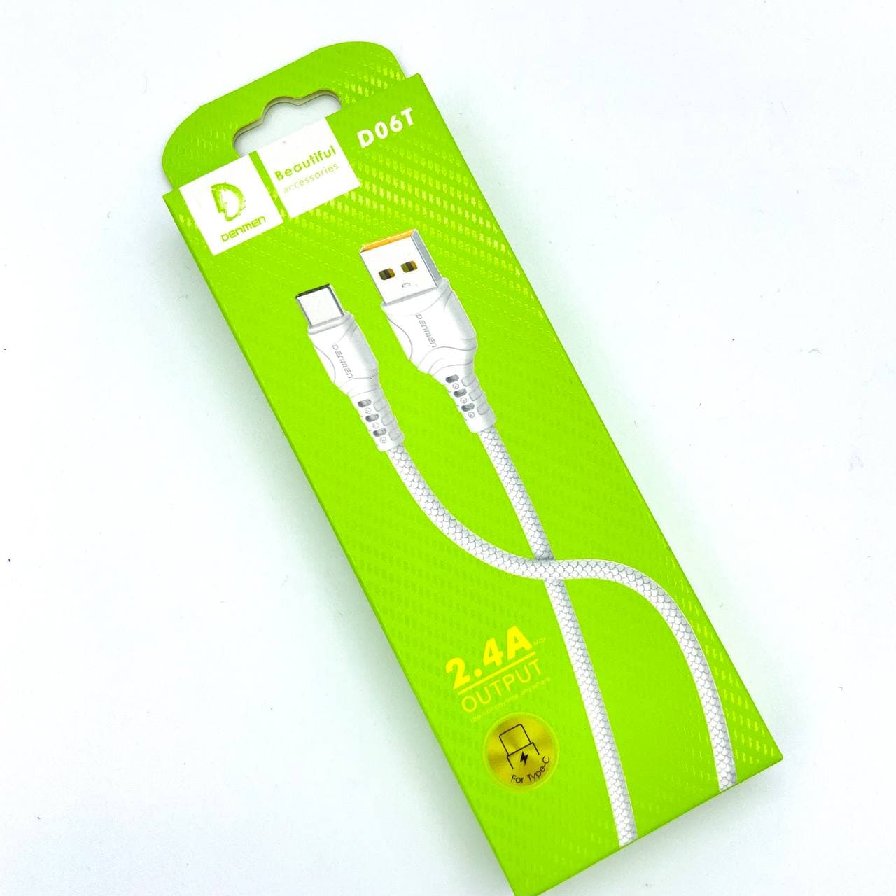 USB-кабель Denmen D06T, Type-C, пластик, 1.0 м, круглый, белый