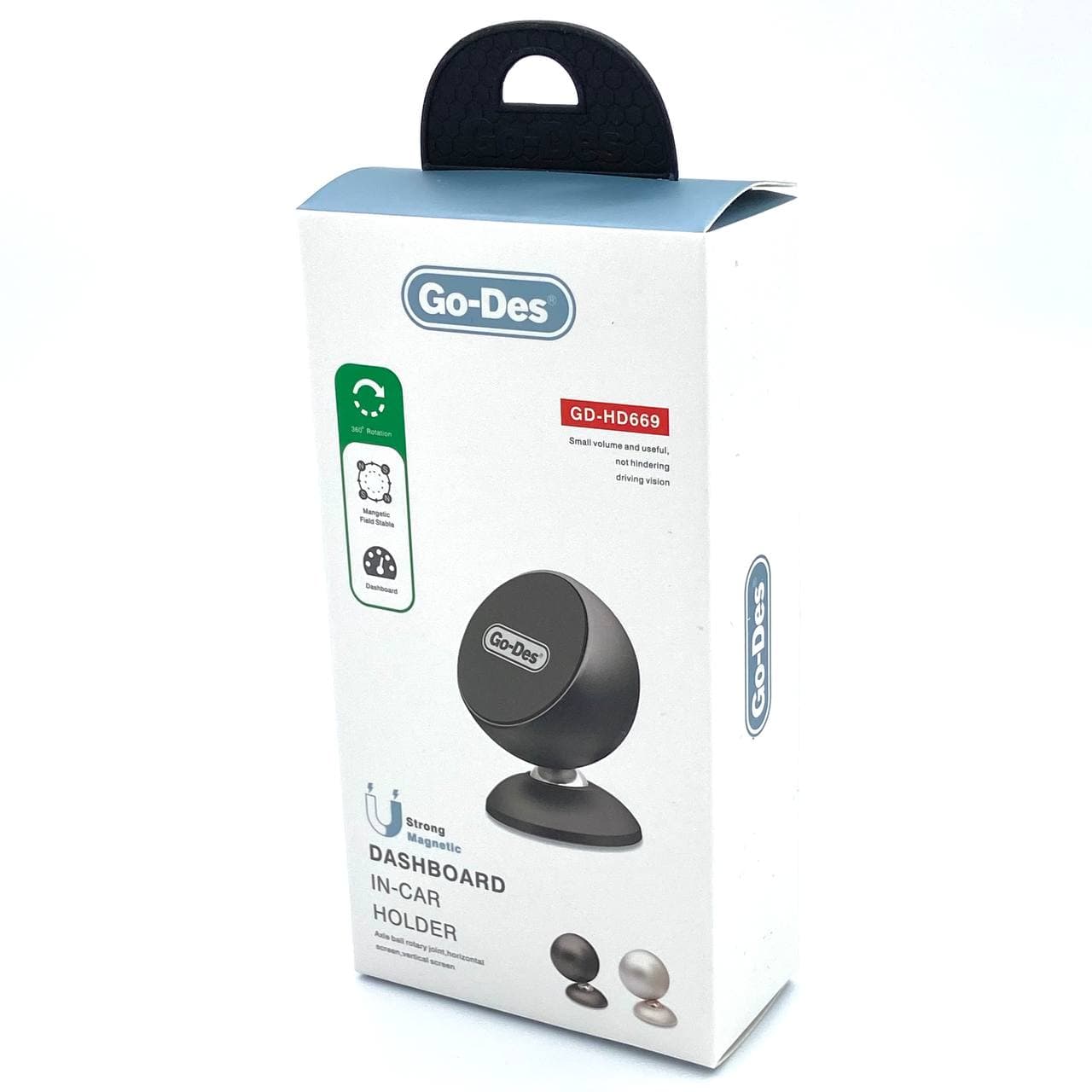 Авто-держатель Go-Des GD-HD669, на панель, магнит, металл, черный