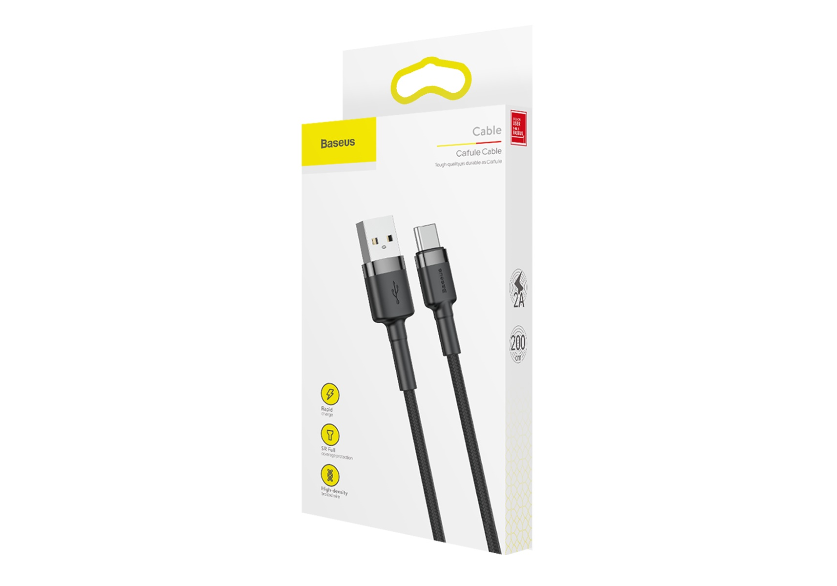 USB-кабель Baseus CATKLF-CG1, Type-C, ткань, 2.0 м, круглый, серый