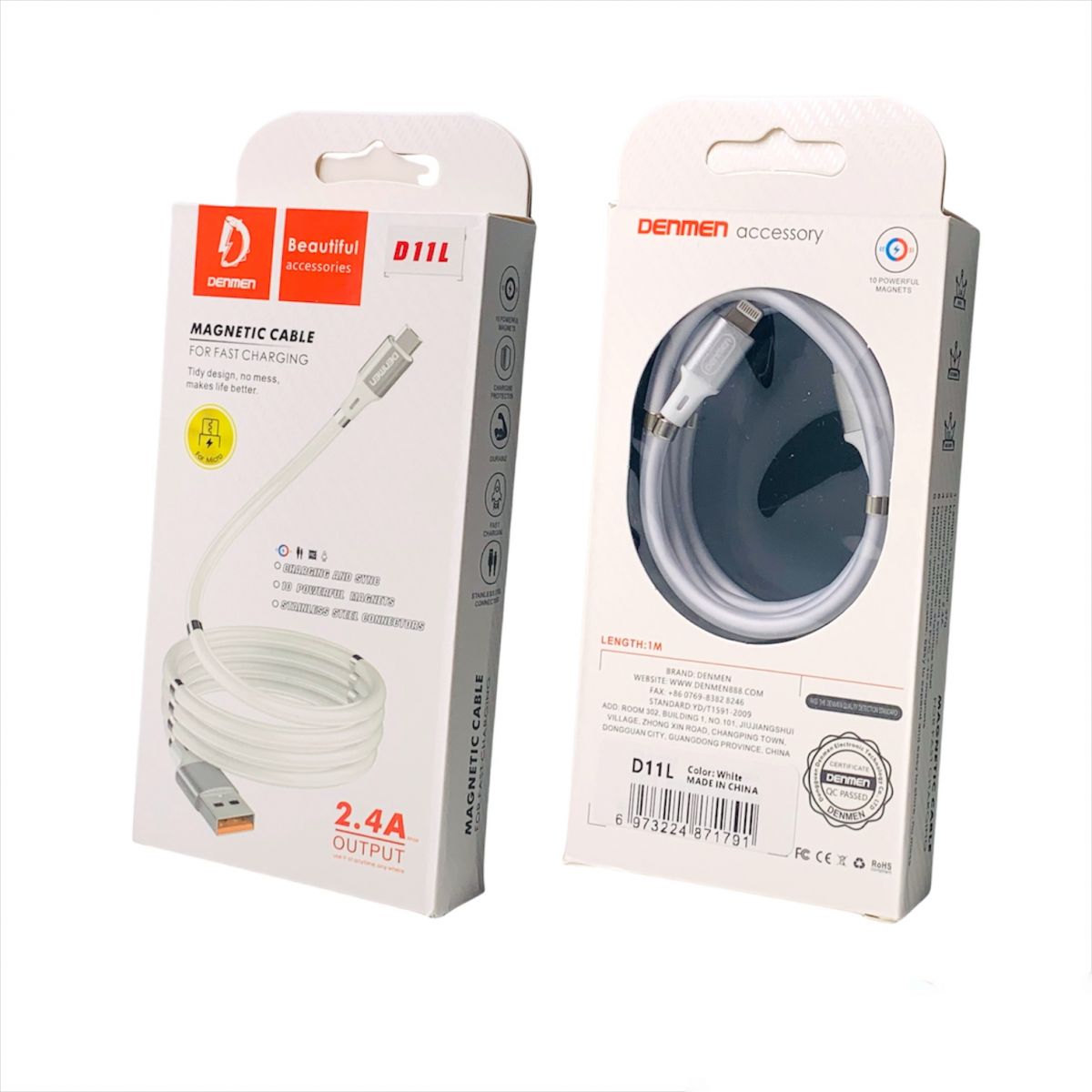 USB-кабель Denmen D11L, Apple 8 pin, силикон, 1.0 м, круглый, зеленый