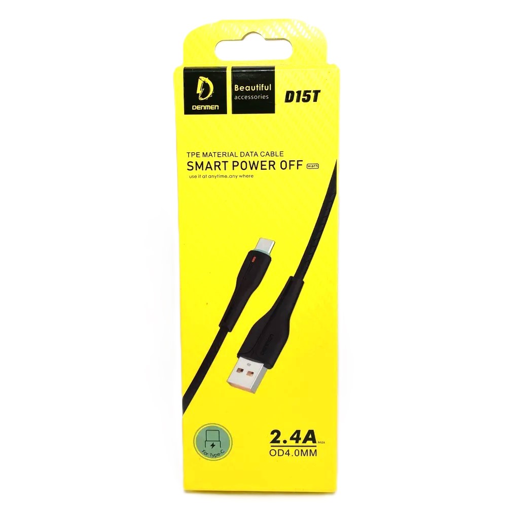 USB-кабель Denmen D15T, Type-C, силикон, 1.0 м, круглый, белый
