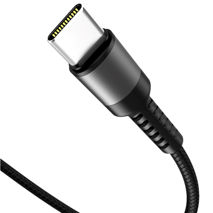 USB-кабель Denmen D39T, Type-C, 3,6 А,  нейлон, 1.0 м, круглый, черный