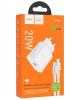 СЗУ 2в1 hoco C94A, Type-C/Type-C, 3.0A, 1 Type-C, 5V/9V/12V, 1.0 м, белое