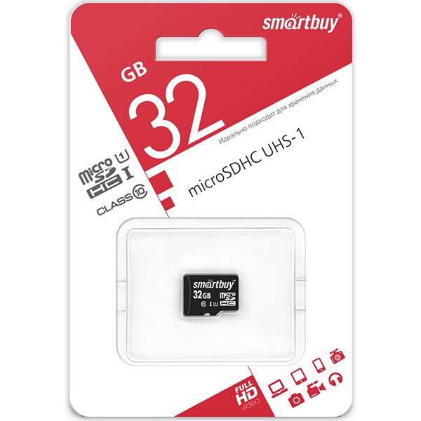 Карта памяти smartbuy micro SDHC 32Gb UHS-I, class 10, без адаптера