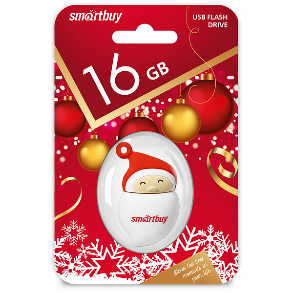 USB флэш-накопитель smartbuy 16Gb Wild Series "Санта", USB 2.0, пластик, белый