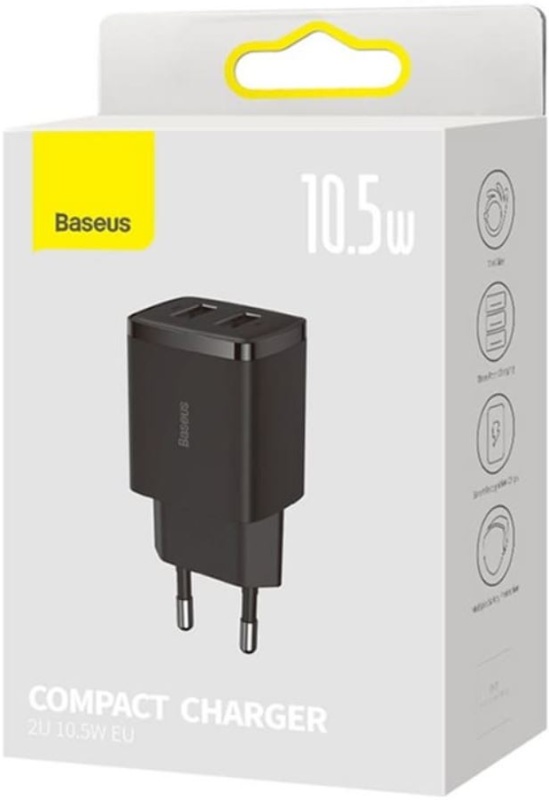 АП сетевой Baseus CCXJ010201, 10.5W, 3.0А, USB ,5V/9V/12V, пластик, черный