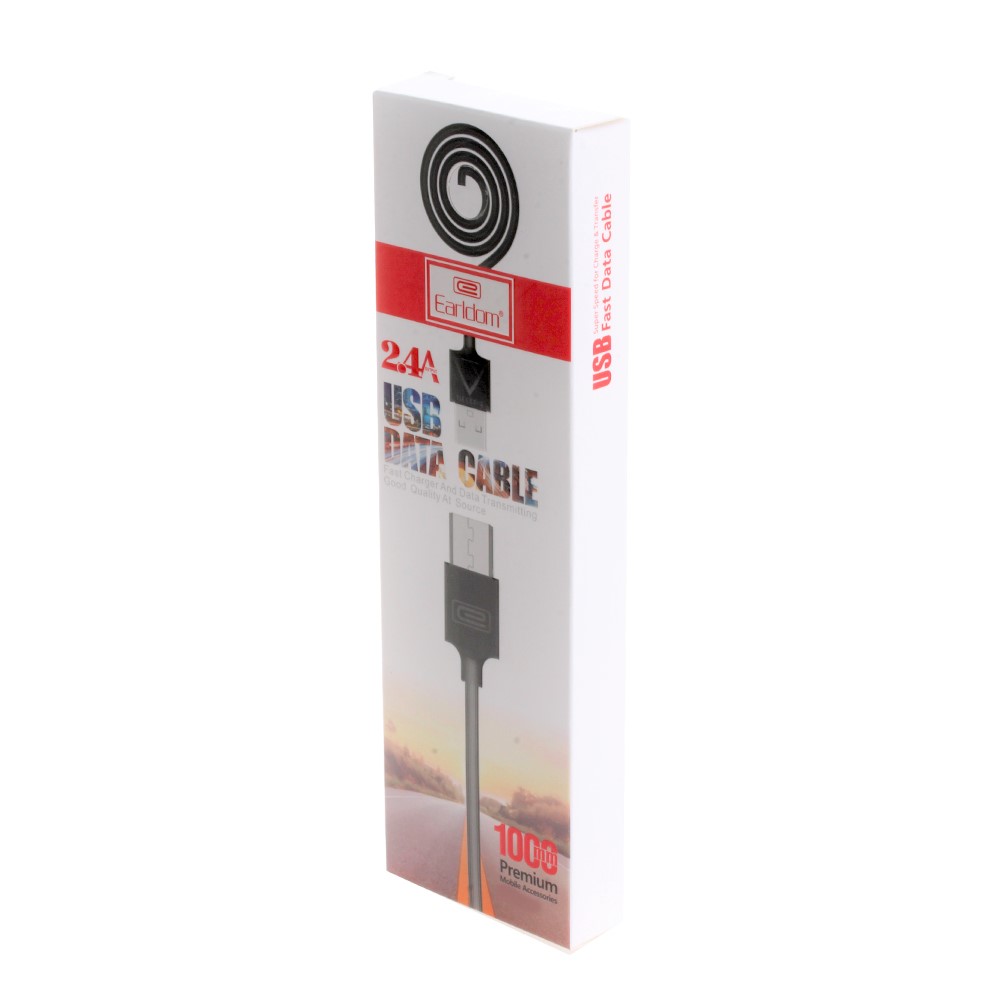 USB-кабель EarlDom EC-066C, 1м, Type-C, пластик, круглый, белый